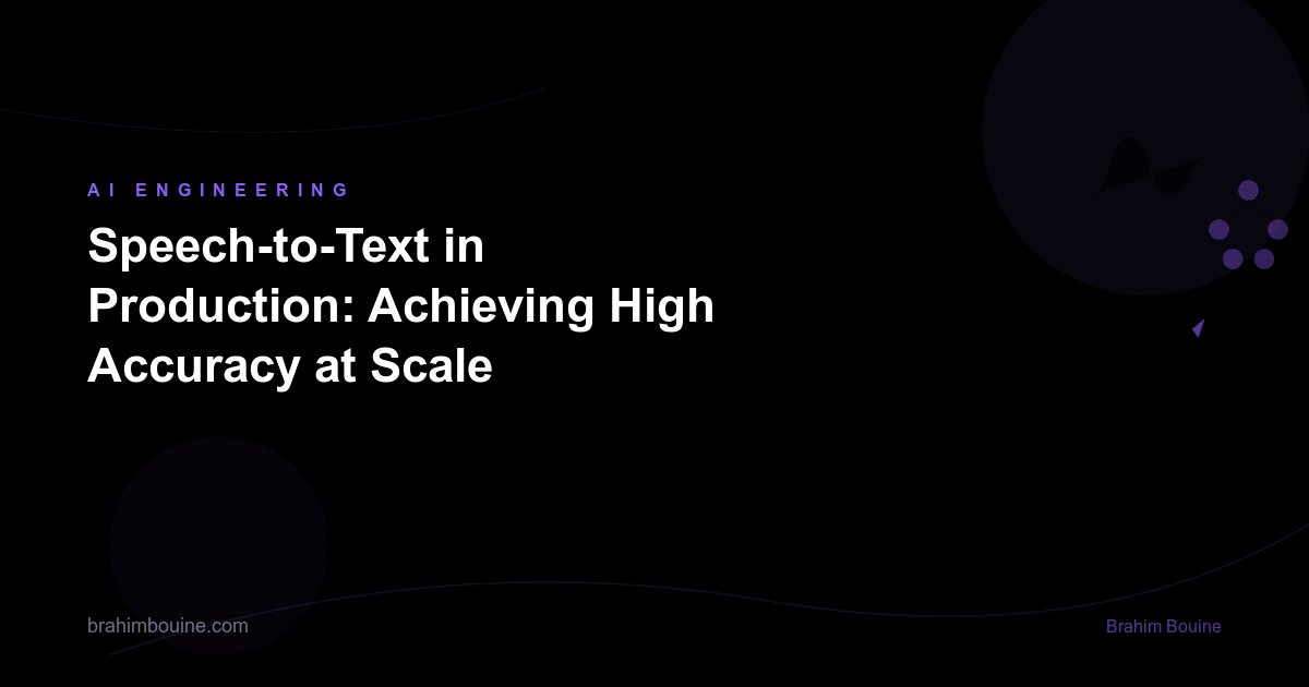 Speech-to-Text in Production: Achieving High Accuracy at Scale