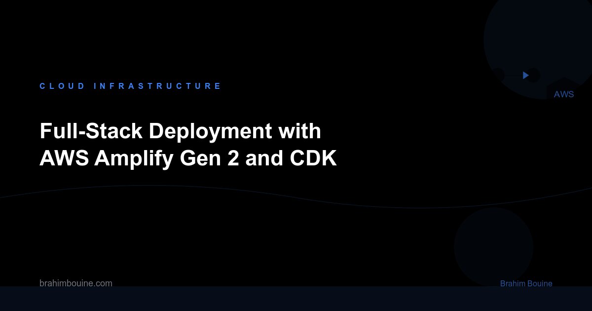 Full-Stack Deployment with AWS Amplify Gen 2 and CDK