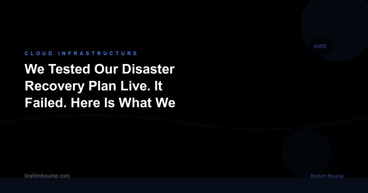 We Tested Our Disaster Recovery Plan Live. It Failed. Here Is What We Fixed.