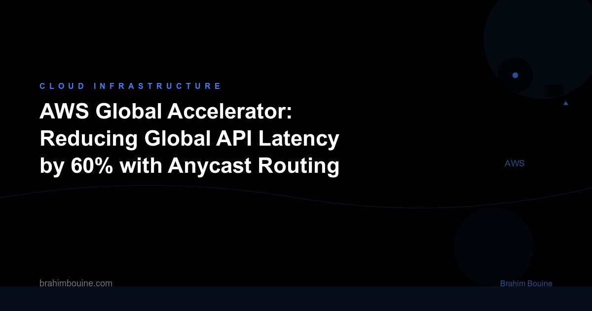 AWS Global Accelerator: Reducing Global API Latency by 60% with Anycast Routing