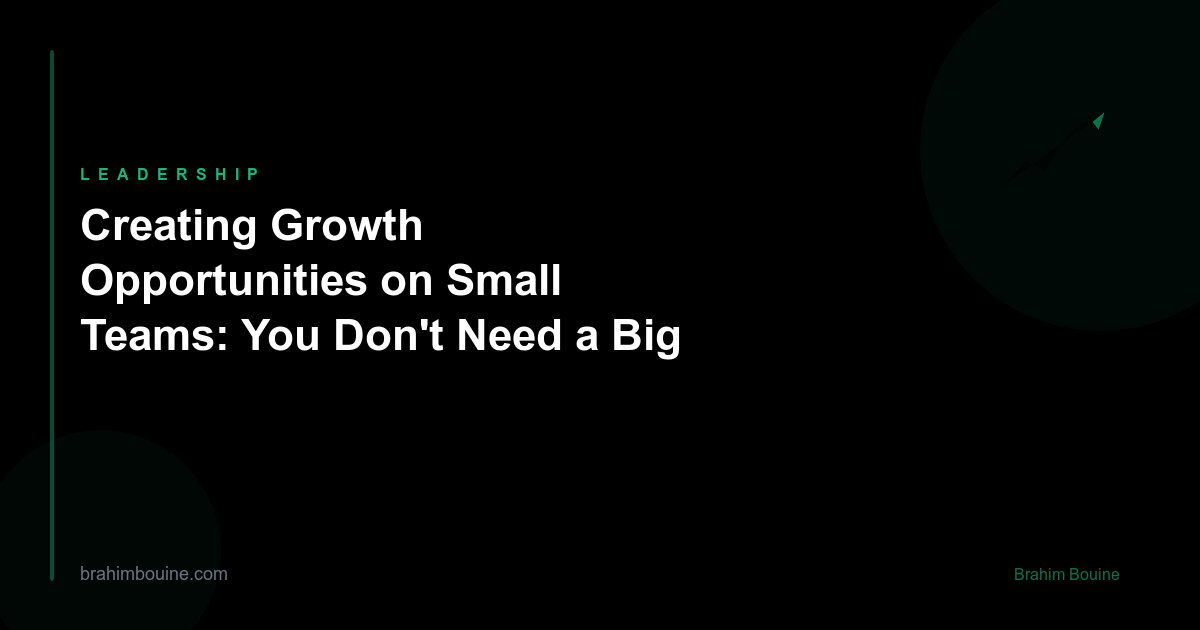 Creating Growth Opportunities on Small Teams: You Don't Need a Big Company