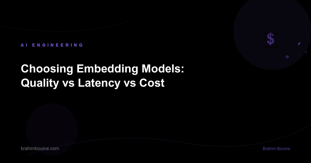 Choosing Embedding Models: Quality vs Latency vs Cost