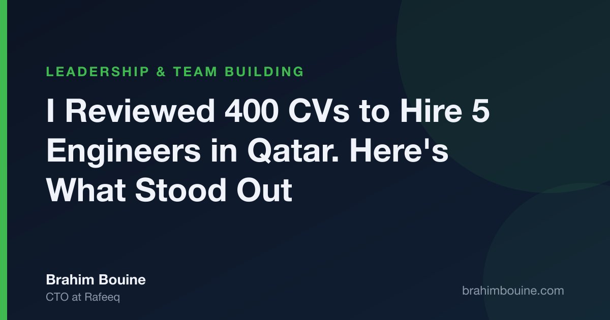 Cover image for the article: I Reviewed 400 CVs to Hire 5 Engineers in Qatar. Here's What Stood Out