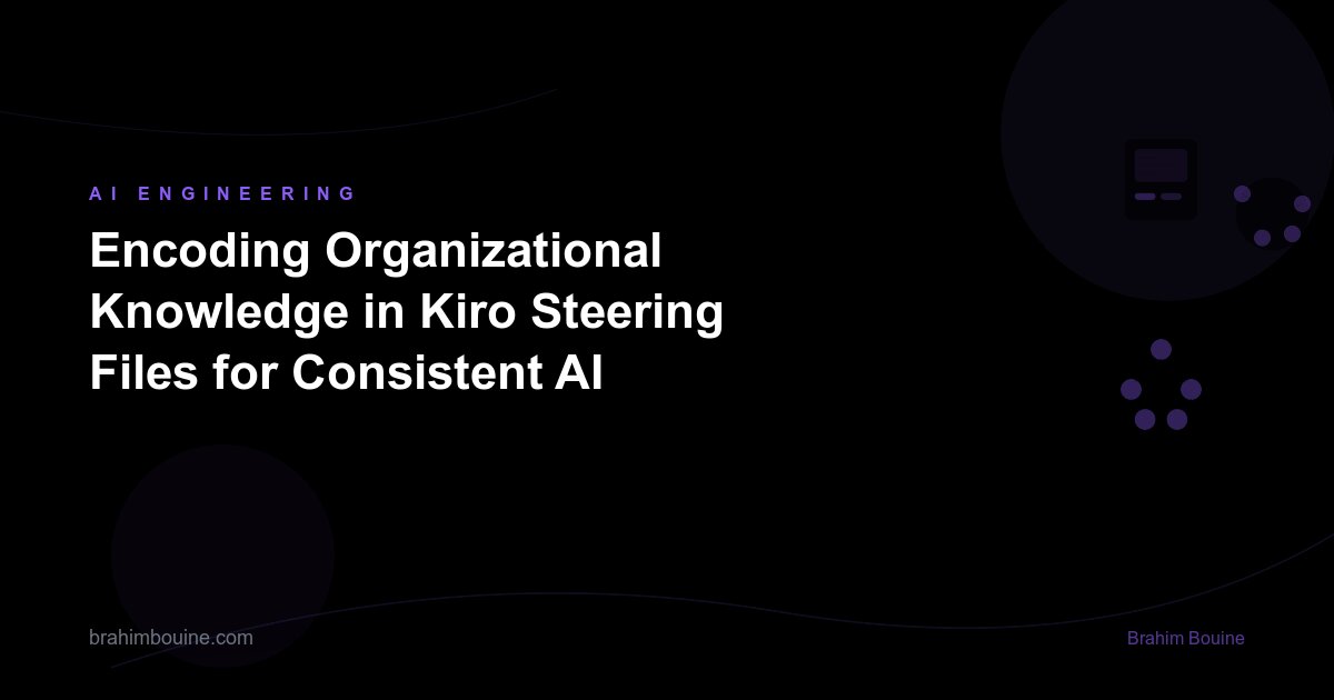 Encoding Organizational Knowledge in Kiro Steering Files for Consistent AI Behavior