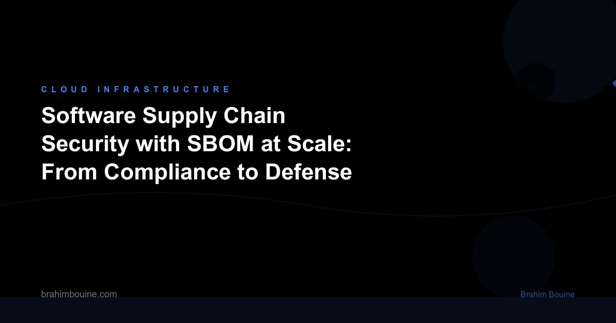 Software Supply Chain Security with SBOM at Scale: From Compliance to Defense