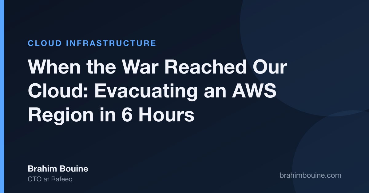 Cover image for the article: When the War Reached Our Cloud: Evacuating an AWS Region in 6 Hours