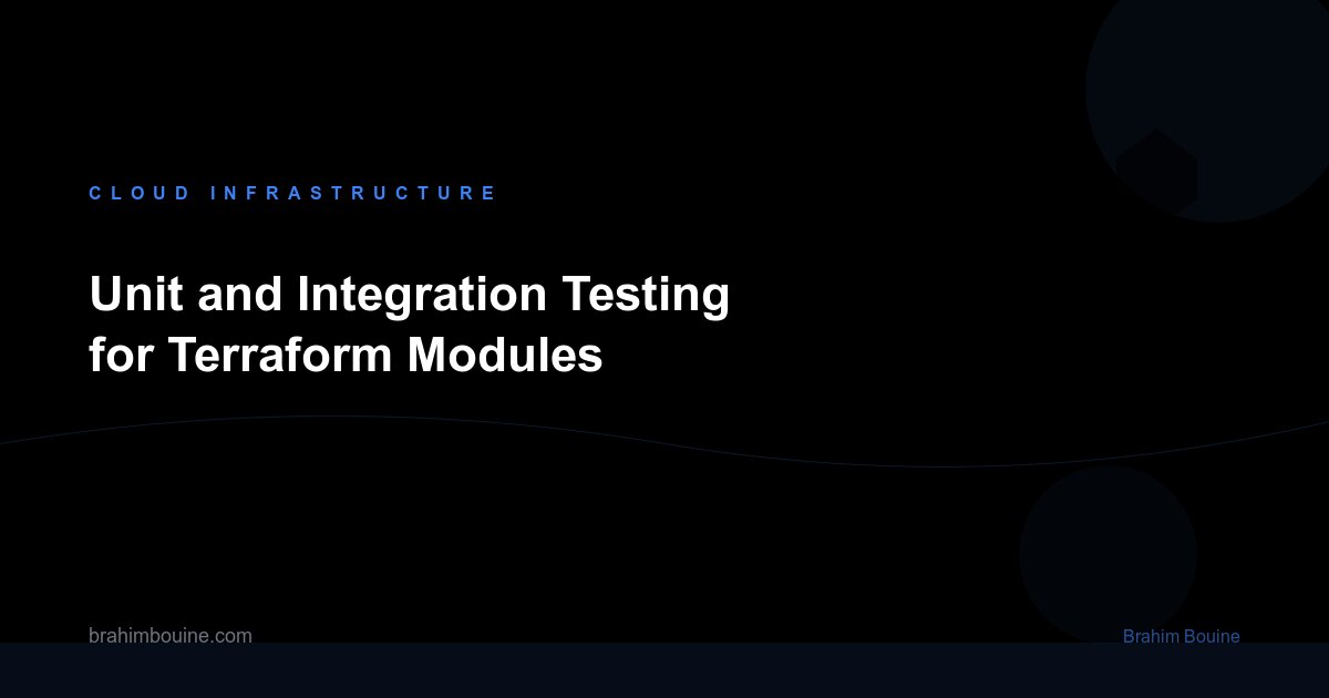 Unit and Integration Testing for Terraform Modules